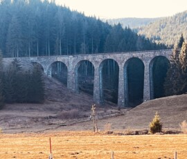 Krásny výhľad na historický most obklopený prírodou, vhodný pre turistov a milovníkov prírody. Most v prírode s lesom v pozadí, ideálny na turistiku a výlety.